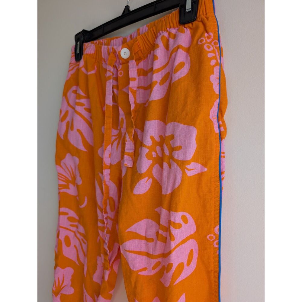 Sleepy Jones NWOT Marina Aloha Pajama Set Orange Pink Tropical Floral Cotton S - Picture 8 of 11